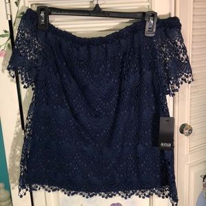 💥5 for $25💥 a.n.a. Off shoulder Navy Top